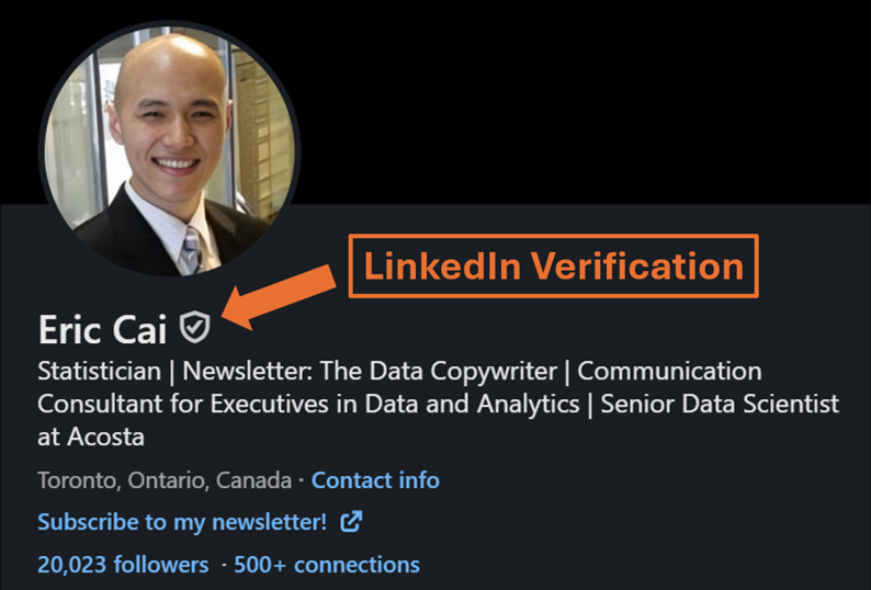 Verify your LinkedIn profile - by Eric Cai