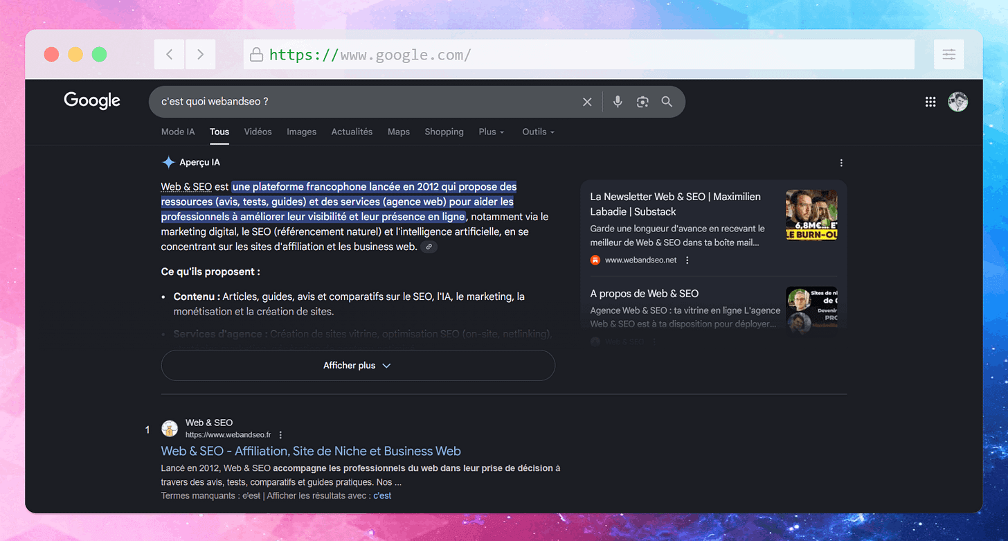 Activation du mode IA sur Google