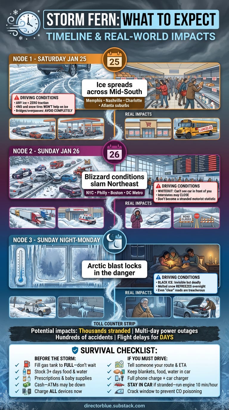TikTok vertical format (916 aspect ratio) infographic with gradient background transitioning from stormy dark gray at top to deep arctic blue at bottom suggesting the progression from storm to bitter coldTOP SECTION (Header)- Bold text STORM_image_1
