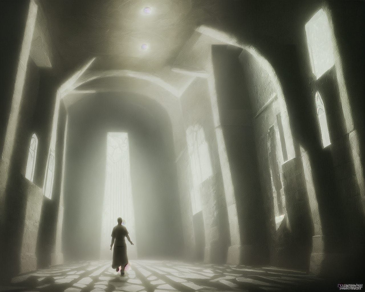 A person navigating a labyrinth discovers a glowing door, symbolizing unexpected discoveries made through consistent writing.