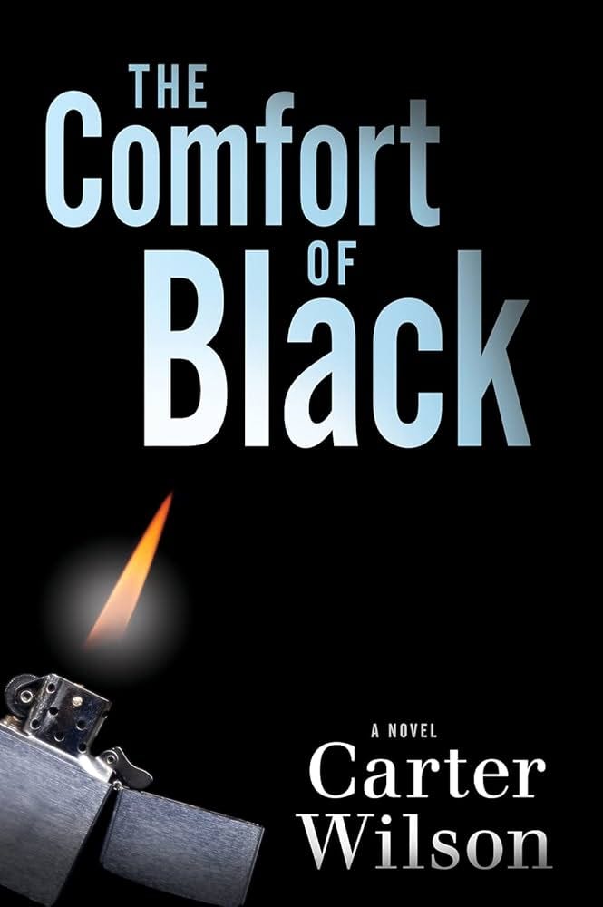 Black cover with a lit zippo in one corner