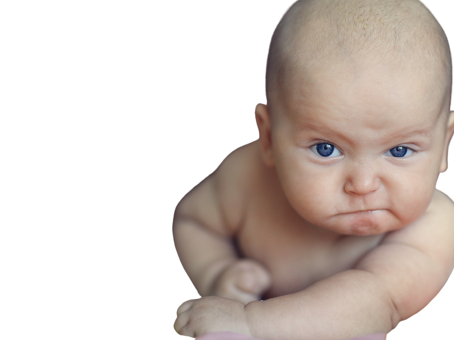 A very angry and authoritative looking baby