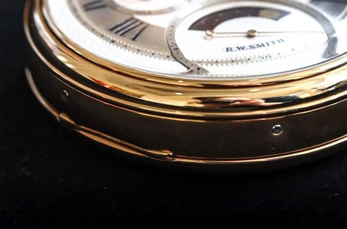 Details of the pushers on the side of the case of Pocket Watch No. 2. Photo by Mat Craddock. Details of the pushers on the side of the case of Pocket Watch No. 2. Photo by Mat Craddock.