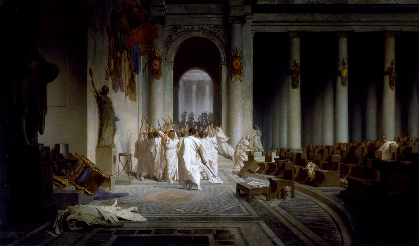 Jean-Léon Gérôme - The Death of Caesar - Walters 37884.jpg Jean-Léon Gérôme - The Death of Caesar - Walters 37884.jpg