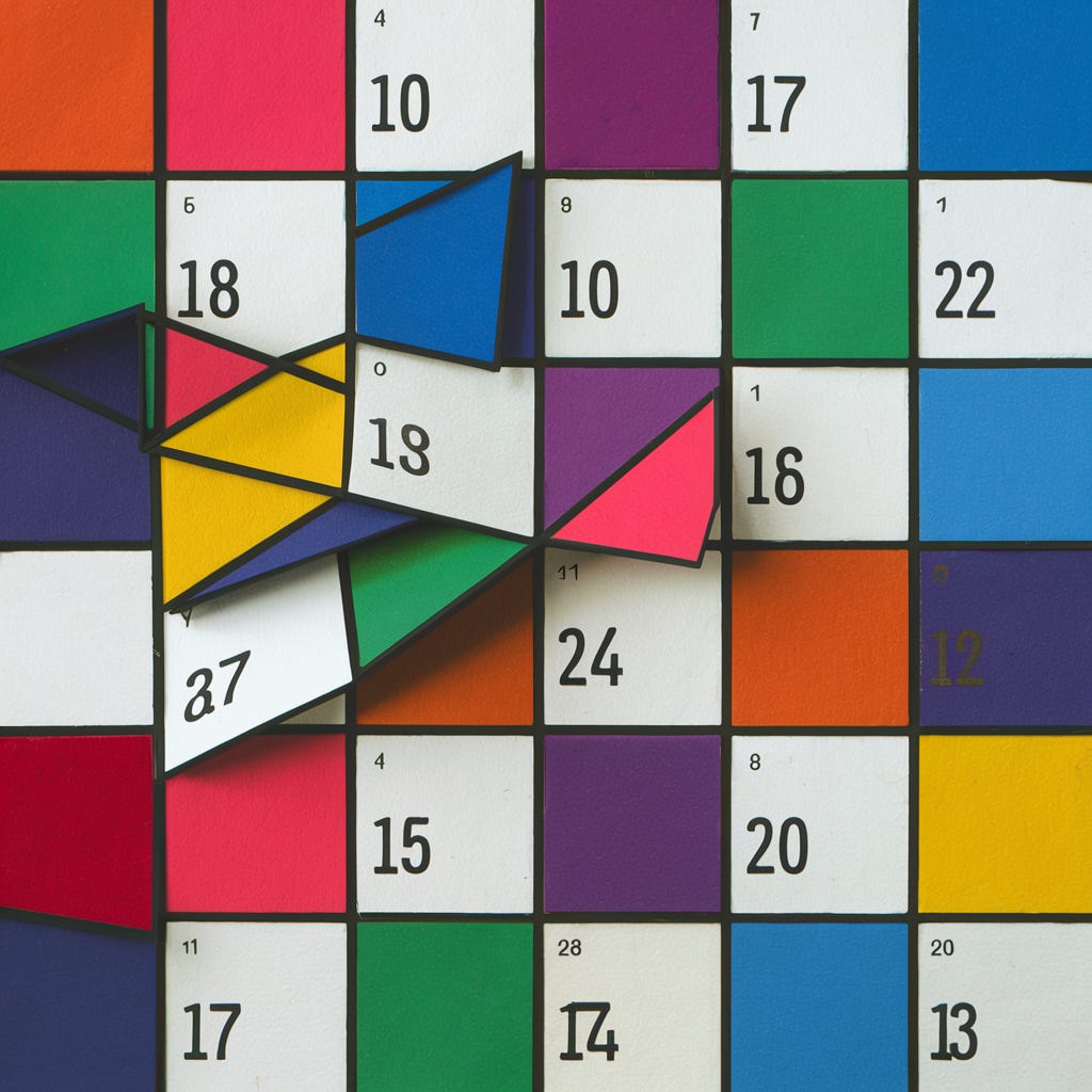 A colorful, stylized representation of a printed calendar, with the dates jumbled and flipping out of order. A colorful, stylized representation of a printed calendar, with the dates jumbled and flipping out of order.