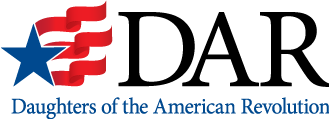 The image features the logo of the Daughters of the American Revolution. On the left side, there is a blue five-pointed star with three red wavy lines behind it, evoking the American flag. To the right, the organization's full name, "Daughters of the American Revolution," is written in blue text. The image features the logo of the Daughters of the American Revolution. On the left side, there is a blue five-pointed star with three red wavy lines behind it, evoking the American flag. To the right, the organization's full name, "Daughters of the American Revolution," is written in blue text.