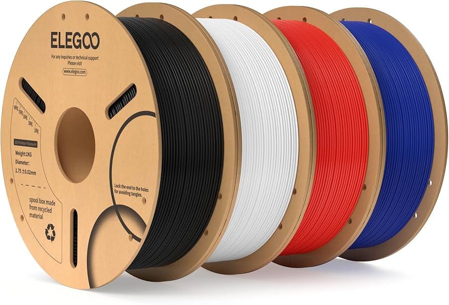 ELEGOO PLA Filament 1.75mm Bundle 4KG, 3D Filament Dimensional Accuracy +/-  0.02mm, 4pcs 1kg Cardboard Spool(2.2lbs) 3D Printing Filament Fits for ...