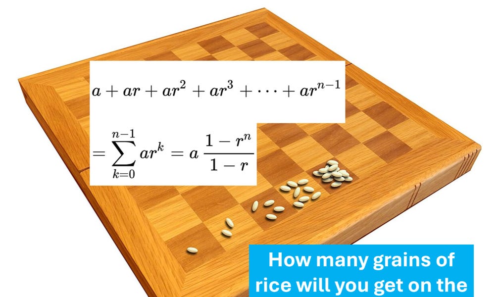 Sprinkle Math Matter Rice The magic of the compounding rice grains - by Eric Cai