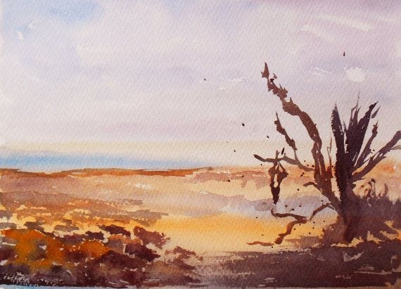 Illustration for 'The Waste Land' a poem by TS Eliot. An Original  Watercolour Painting. | Landscape paintings, Original watercolor painting,  Painting
