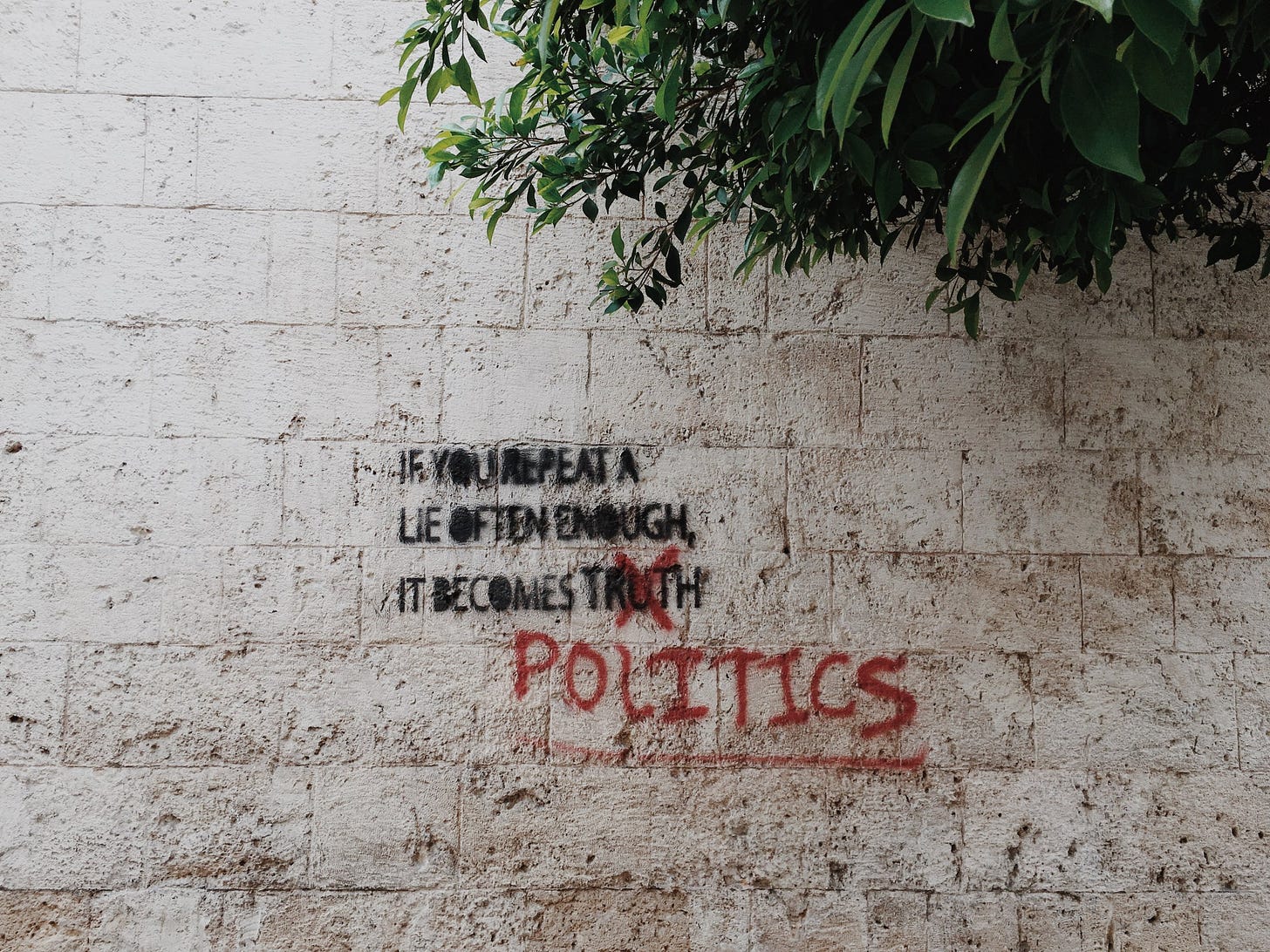 If you repeat a lie often enough it becomes truth printed wall taken at daytime