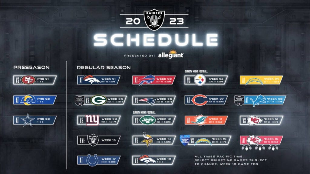 Raiders calendario 2023