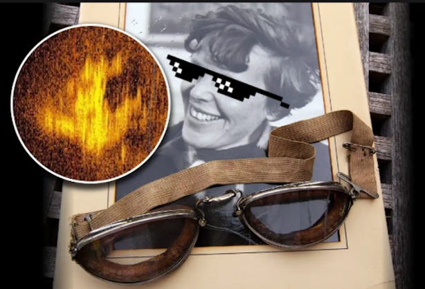 Amelia Earhart wearing thug life glasses