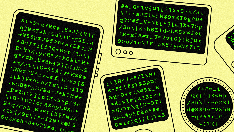 An animated illustration showing flashing screens of code on different devices An animated illustration showing flashing screens of code on different devices