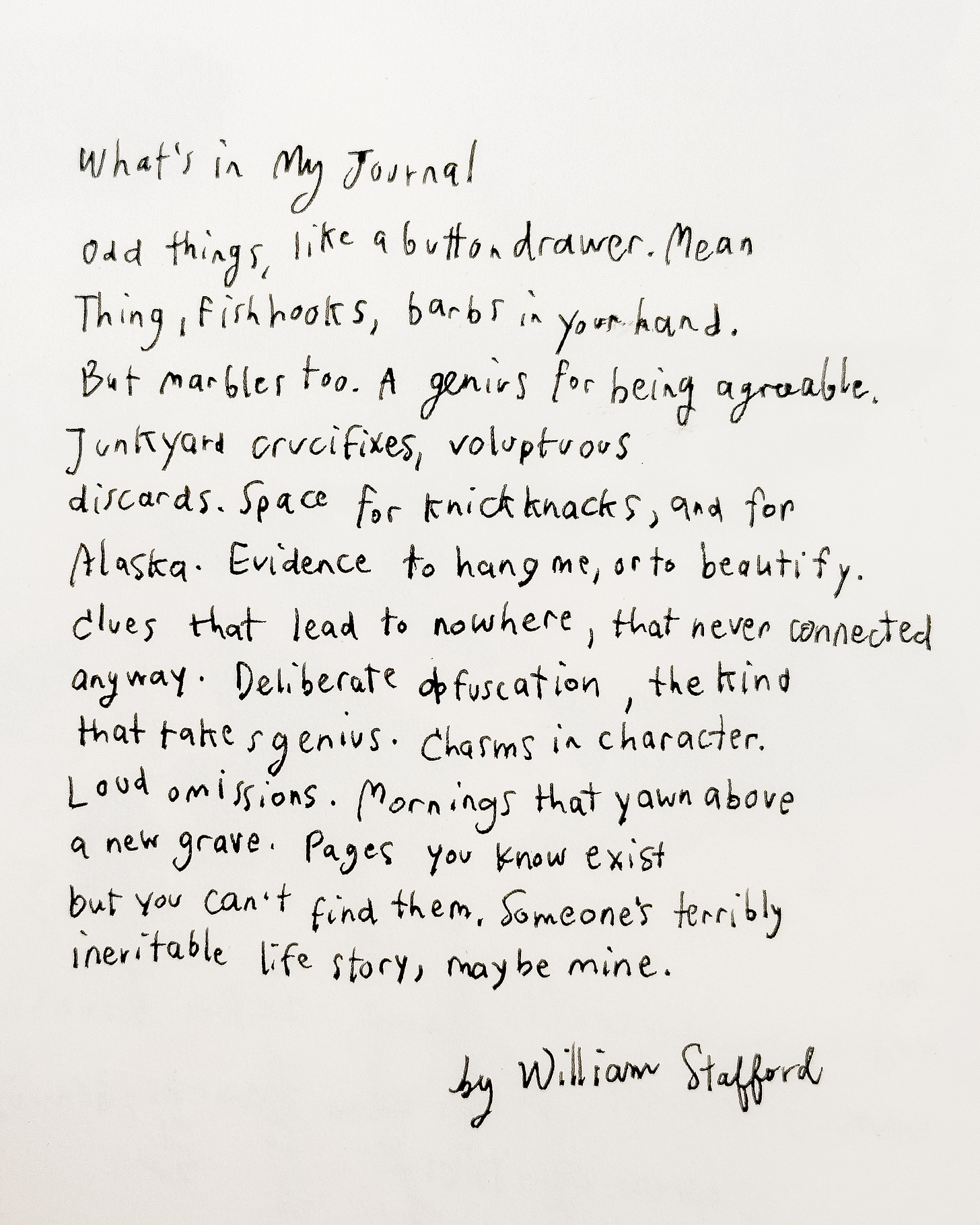 poem handwritten in journal