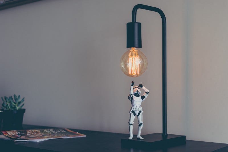 Robot under the light