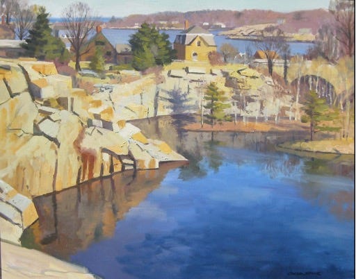 A painting of a lake surrounded by rocks

Description automatically generated with low confidence