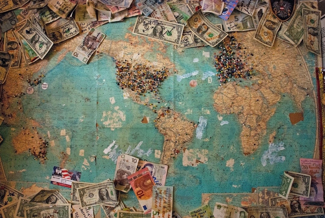 U.S. dollar banknote with map U.S. dollar banknote with map