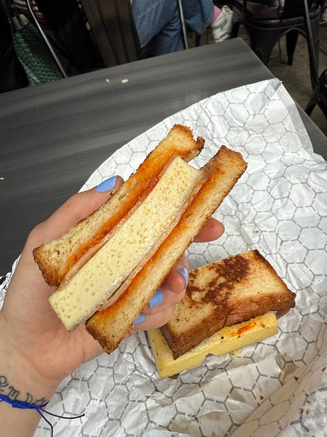 Salted Egg Yolk Danish at Hom Cafe & Wine, Churros at ABC Cocina, Breakfast Sandwich at Rigor Hill Market