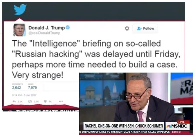 The “Intelligence” briefing on so-called “Russian hacking” was delayed until Friday, perhaps more time needed to build a case. Very strange!