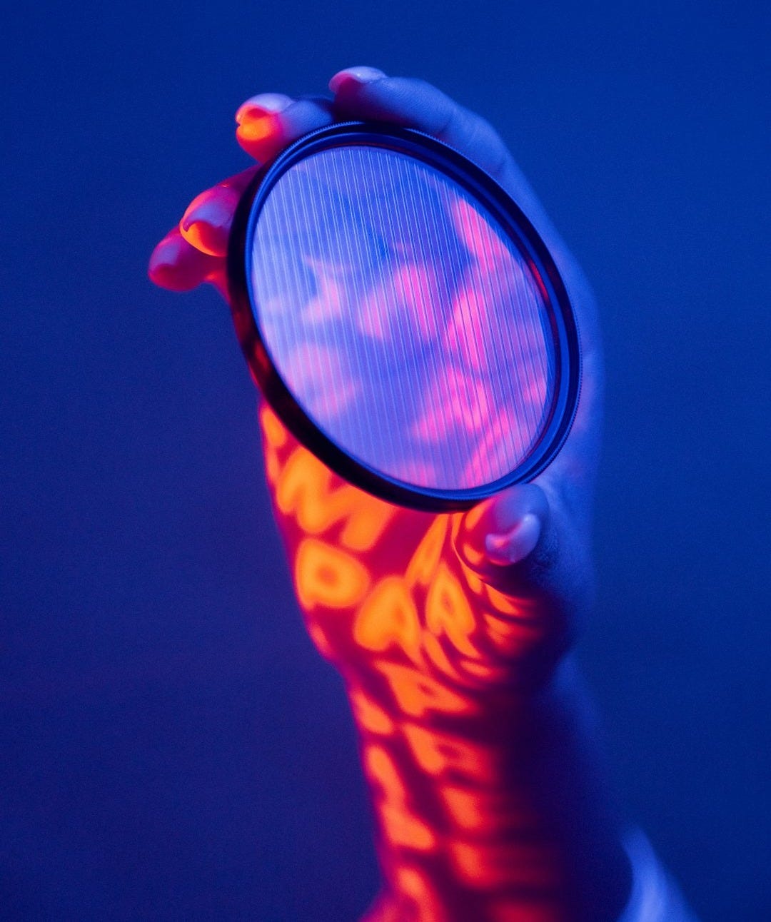 orange and blue round light orange and blue round light