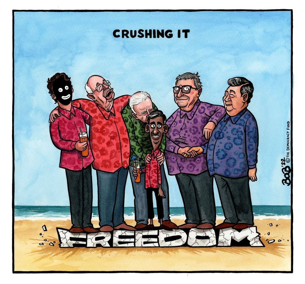 May be an illustration of one or more people, people standing and text