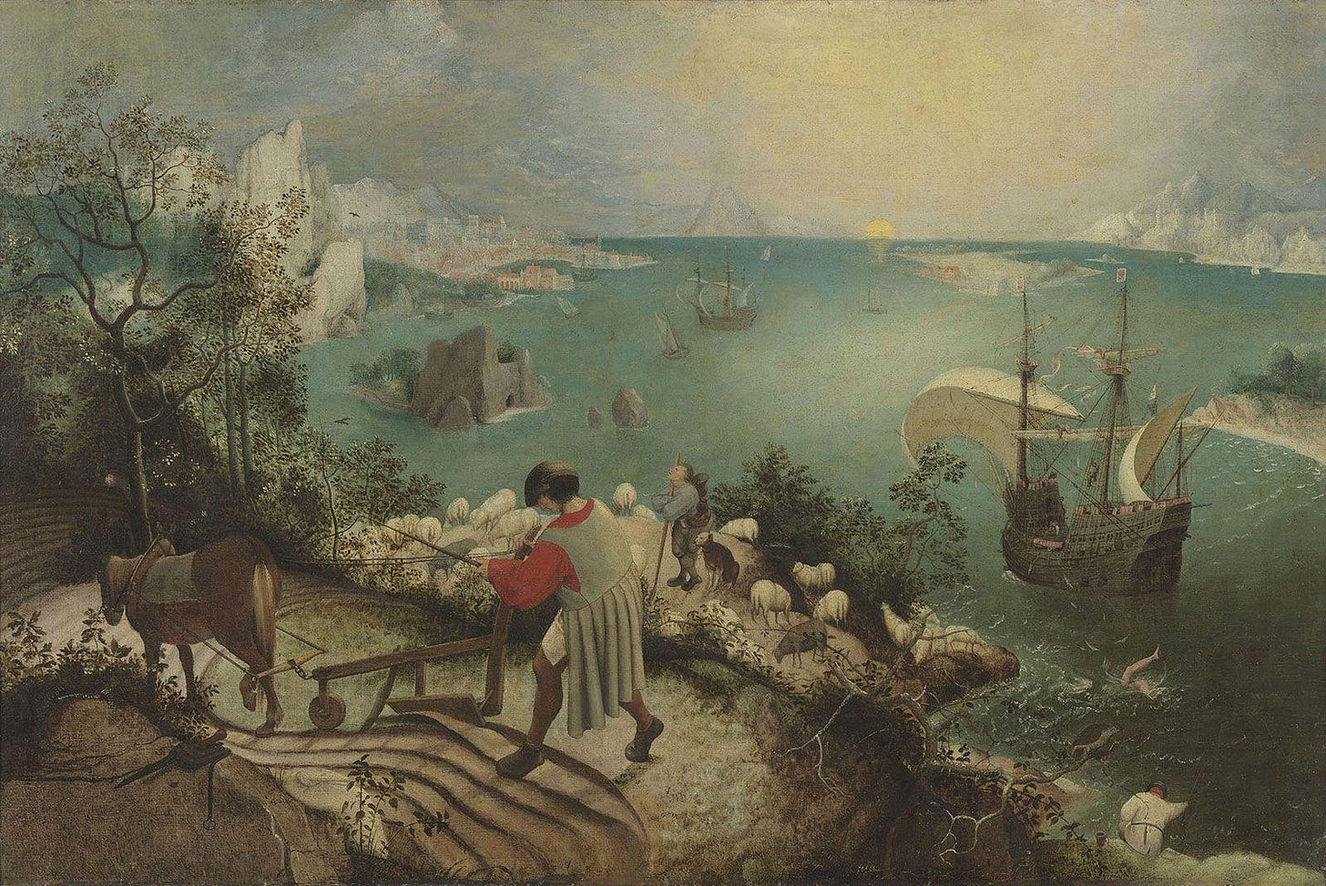 Landscape with the Fall of Icarus | painting attributed to Pieter Bruegel the Elder | Britannica