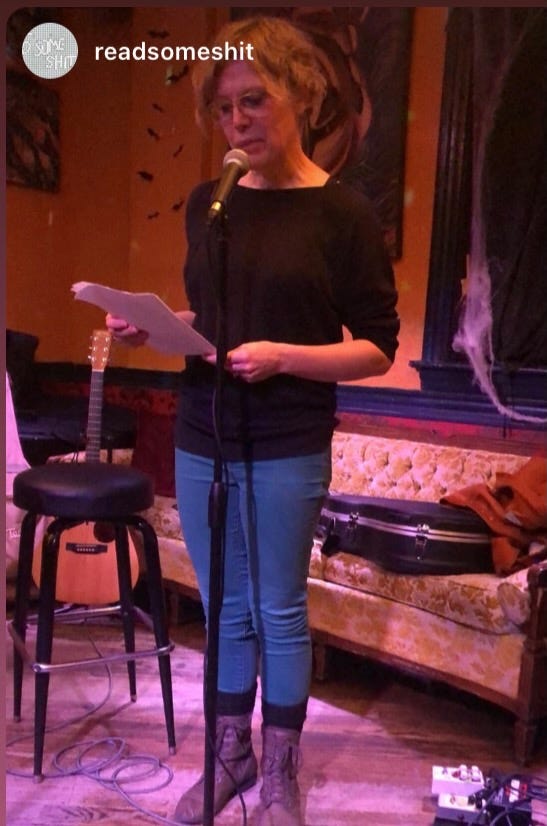 me, reading into a microphone