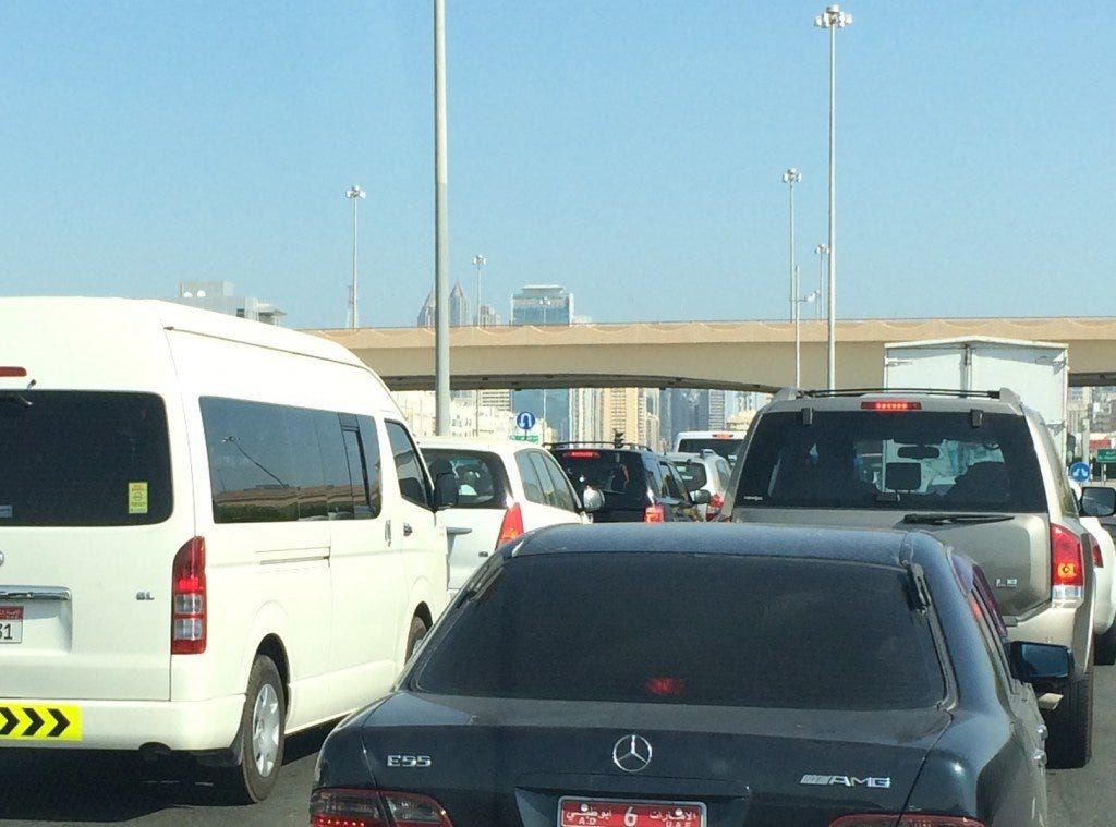 Rush hour traffic getting into the city Rush hour traffic getting into the city