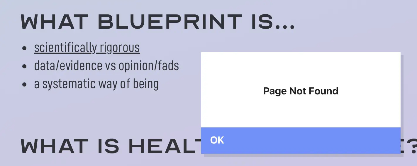 Bryan Johnson: Scientifically rigorous page not found