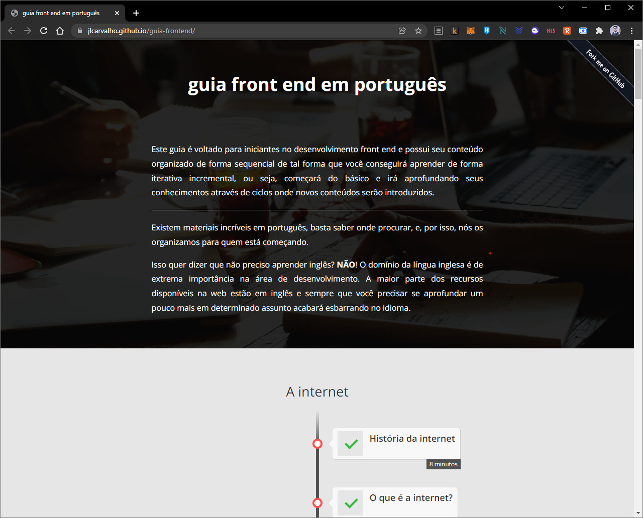 Sreenshot do guia front end funcionando