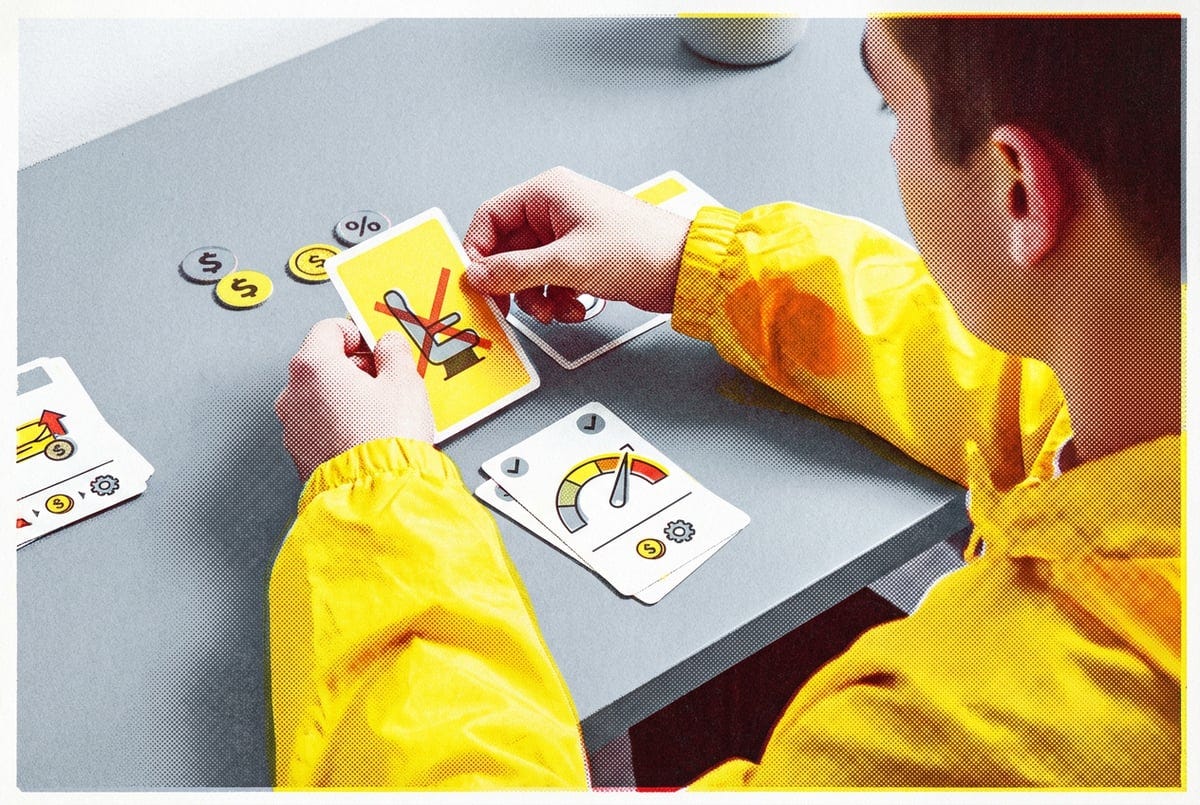 Person in yellow jacket sorting cards with pricing, limits, and usage icons—illustrating decision-making around SaaS pricing models and constraints. Person in yellow jacket sorting cards with pricing, limits, and usage icons—illustrating decision-making around SaaS pricing models and constraints.