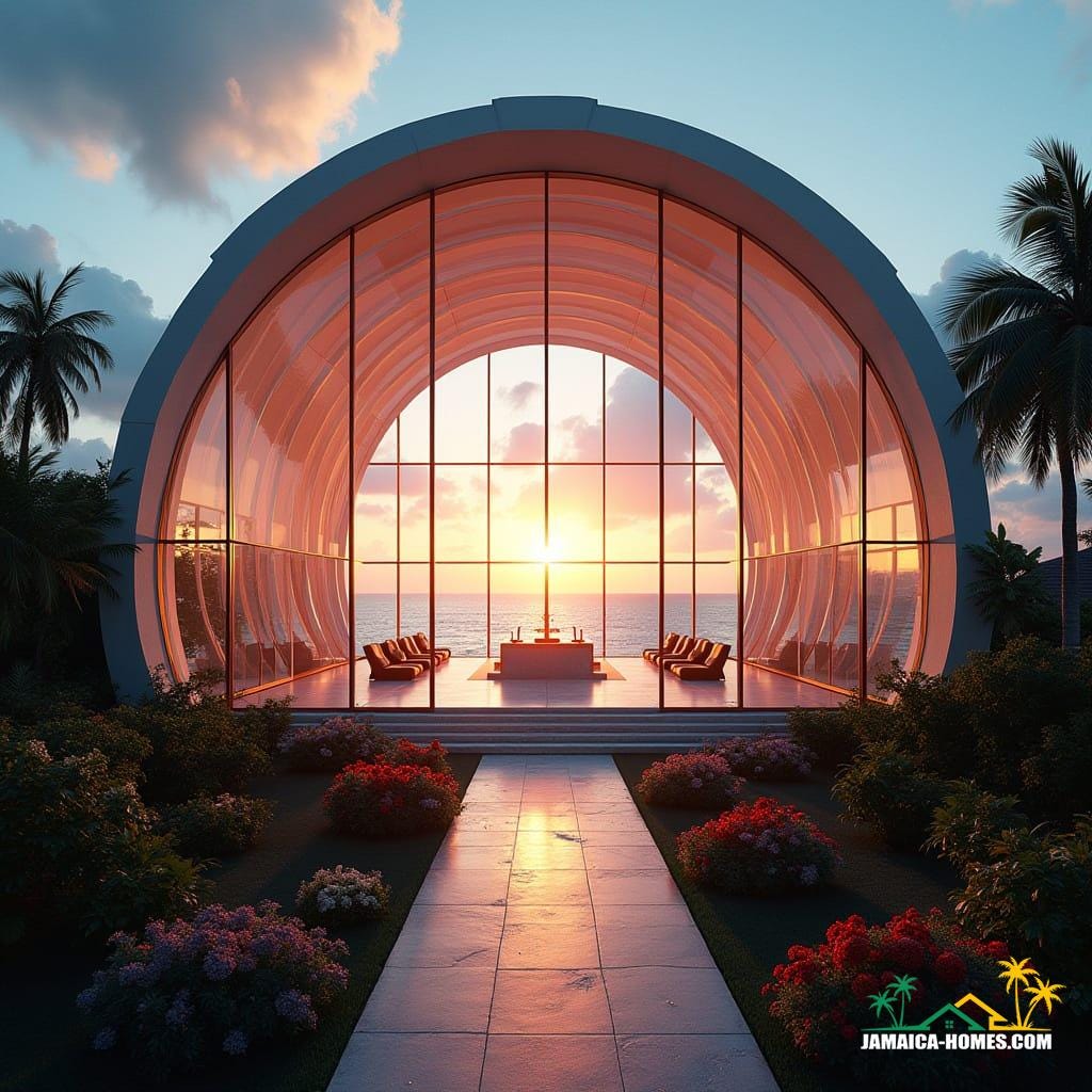 A spectacular glass-walled chapel in Negril, perched above the cliffs