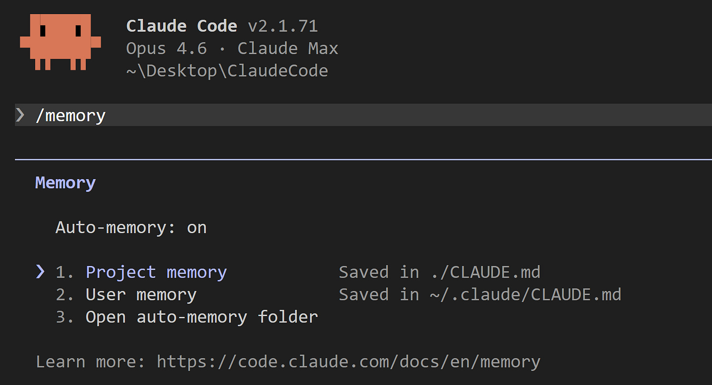 Managing memory in Claude Code CLI