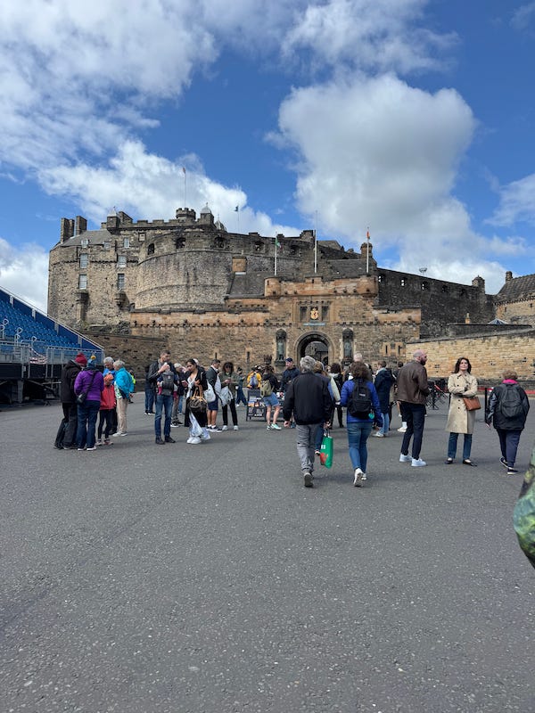 2025-6-23 John and Becky heading for Edinburgh Castle, photo by Tanya Briley