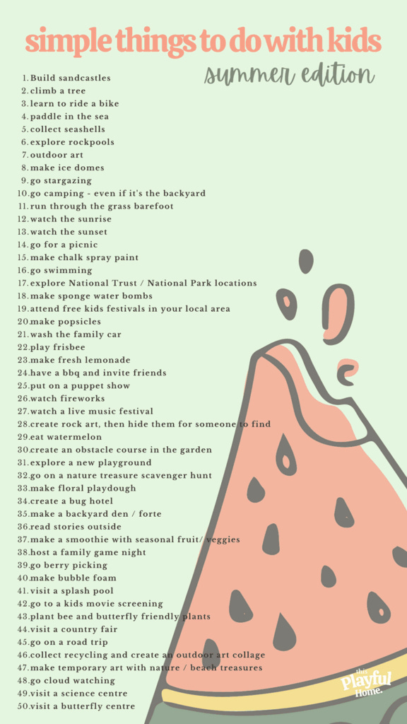 summer bucket list graphic with illustration of a watermelon wedge 