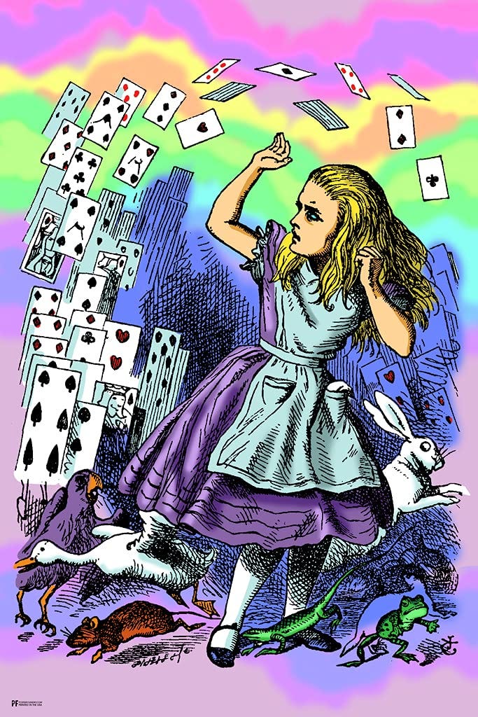Alice Attacked By Cards Alice In Wonderland Through the Looking Glass  Psychedelic Trippy Room Decor Aesthetic Vintage Retro Hippie Decor Mad  Hatter ...