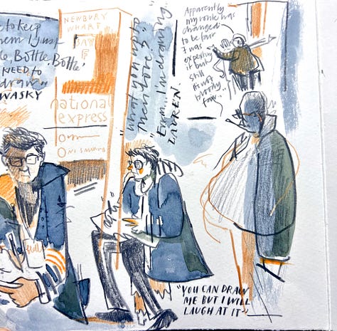 Sketchbook Stories from Newbury Bus station!