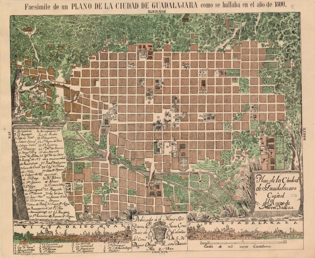 Plano de Guadalajara, capital del Reino de Nueva Galicia (1800) Plano de Guadalajara, capital del Reino de Nueva Galicia (1800)