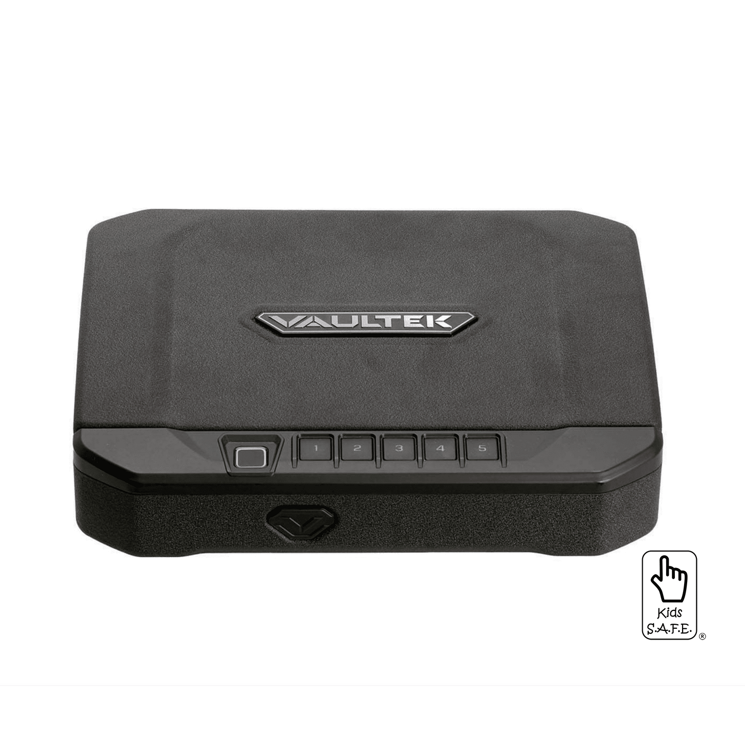 Vaultek safe with keypad on white background.
