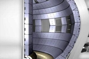 This cross section of ITER shows the inner walls of the fusion system. New experimental results suggest that sprinkling boron powder into the vessel could protect the inner walls from the plasma’s heat. Additionally, a new computer modeling framework shows the powder may only need to be sprinkled from one location. (Image credit: ITER Organization)