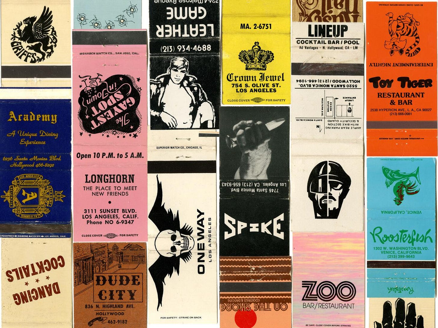 A history of L.A.'s gay bar scene, told in matchbooks - Los Angeles Times