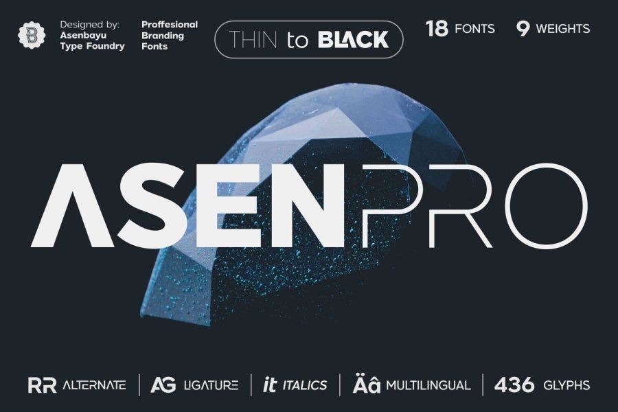 Asen Pro Modern Branding Font