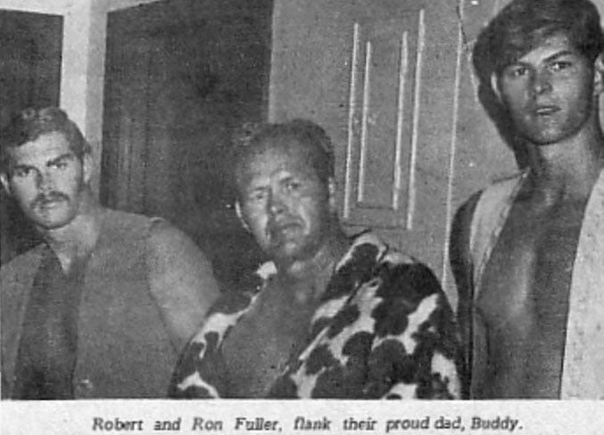 May be an image of 3 people and text that says 'Robert and Ron Fuller, flank their proud dad, Buddy.' May be an image of 3 people and text that says 'Robert and Ron Fuller, flank their proud dad, Buddy.'