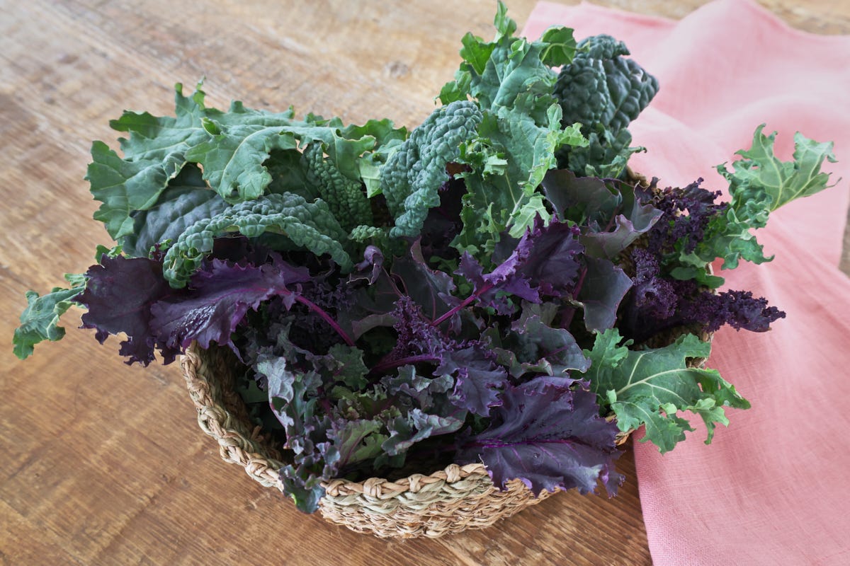 kale in a basket with a napkin kale in a basket with a napkin