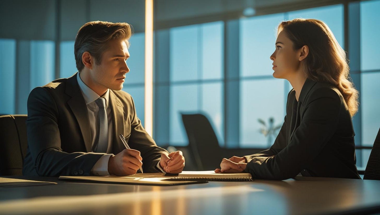Two people having and interview