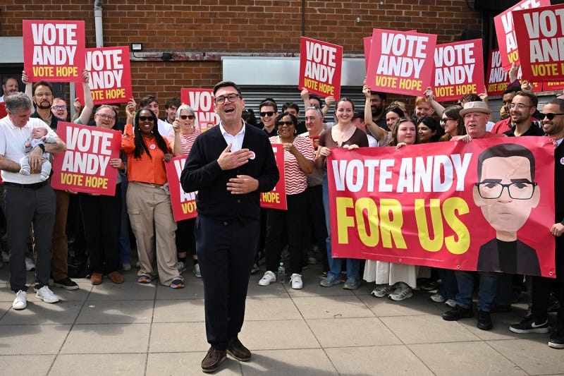 Burnham addresses supporters in Ashton. Burnham addresses supporters in Ashton.