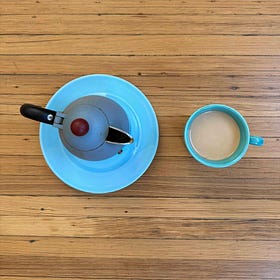 Two Girls and Their Blue Moka Pot