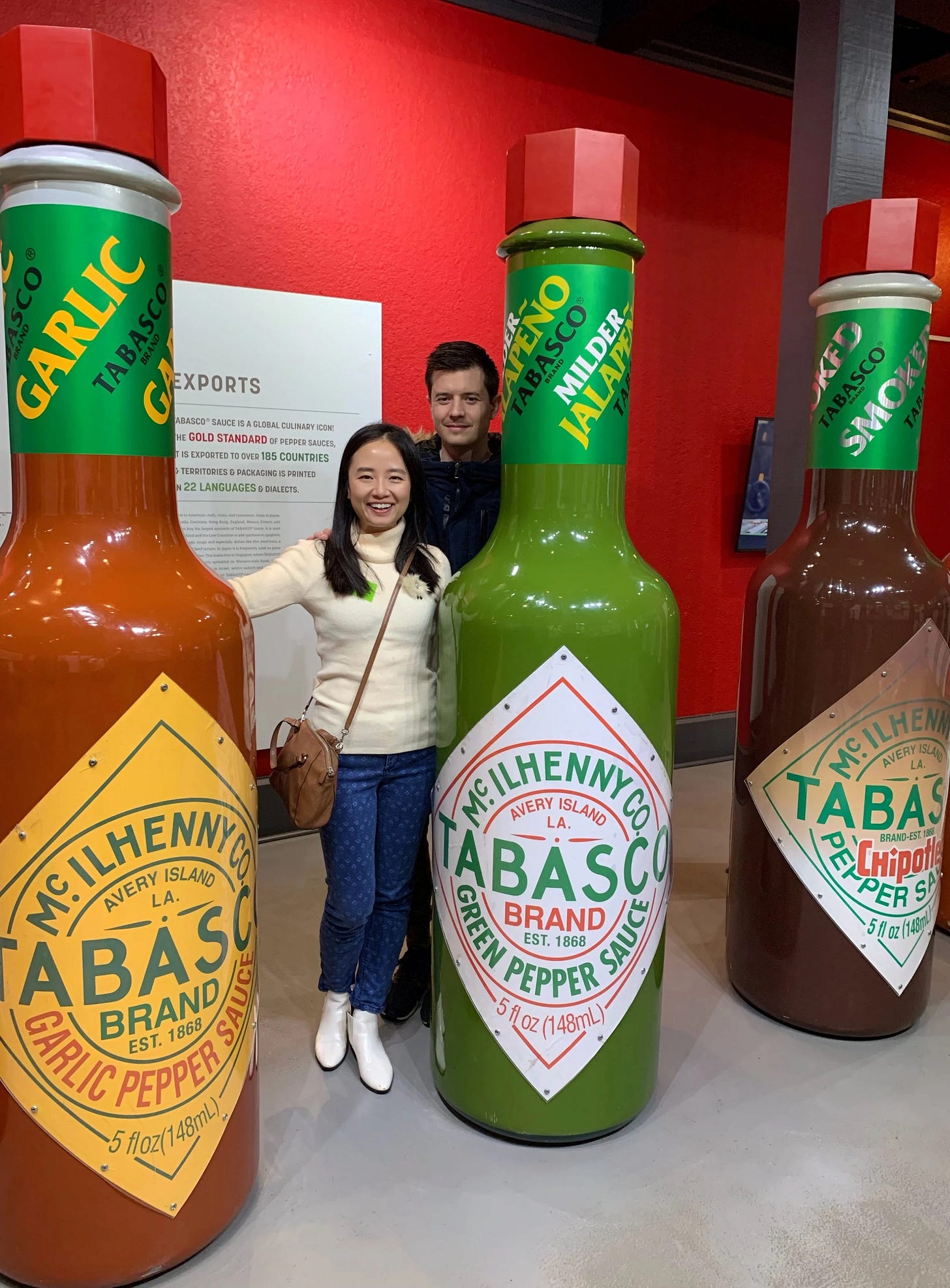  Greetings from Tabasco Factory in Avery Island! Check out these life size Tabasco bottles! 