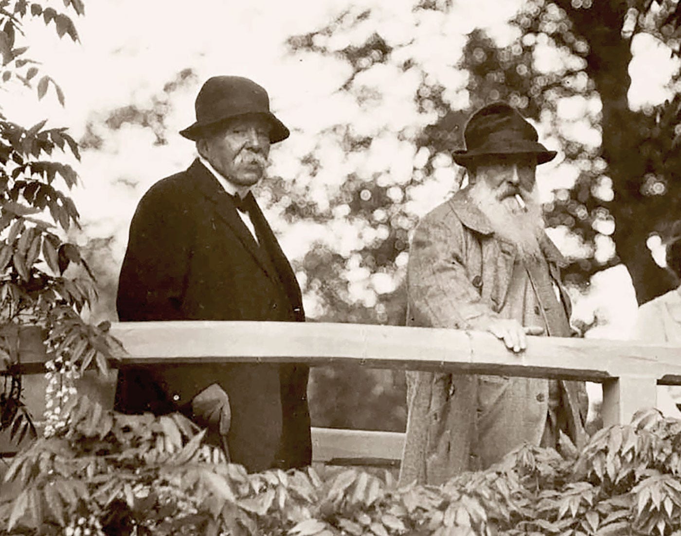 Georges Clémenceau, Prime Minister during the war, and Monet on the Japanese bridge 1920