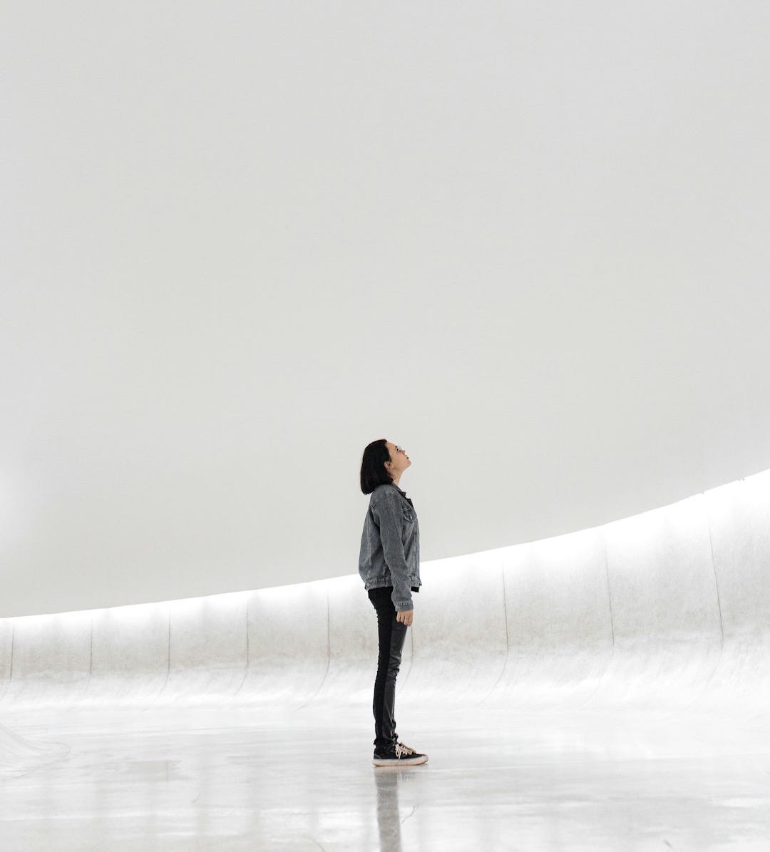 woman standing on ice